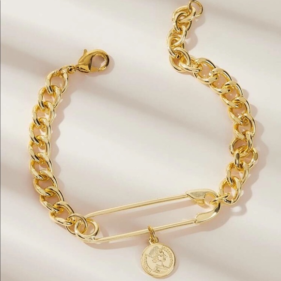 Gold Coin + Safety Pin Bracelet - Picture 2 of 4